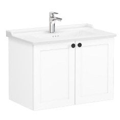 Vitra Root Classic 68722 Lavabo Dolabı, Kapaklı, 80 Cm, Mat Beyaz, Klasik Lavabolu